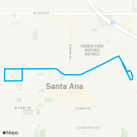 OCTA Santa Ana Regional Transportation Intermodal Ctr - Civic Ctr map