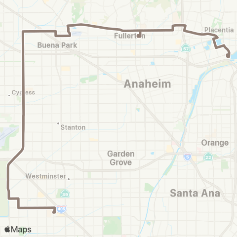 OCTA Goldenwest TC - Anaheim Canyon map