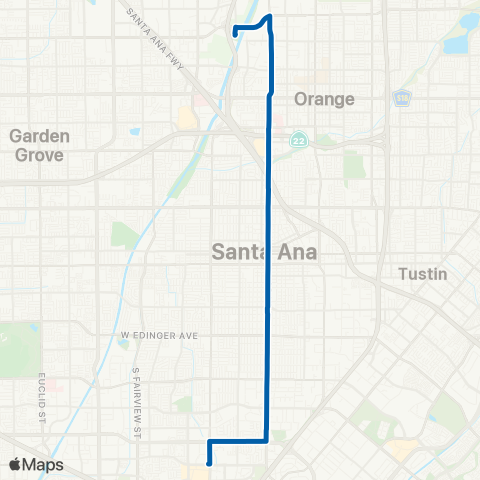 OCTA Rapid Anaheim - Costa Mesa map