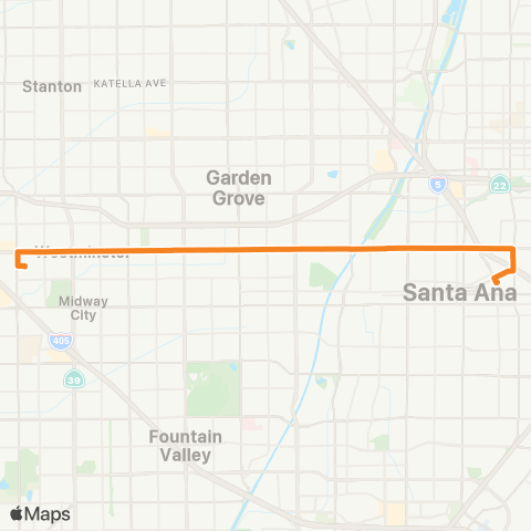 OCTA Rapid Long Beach - Santa Ana map