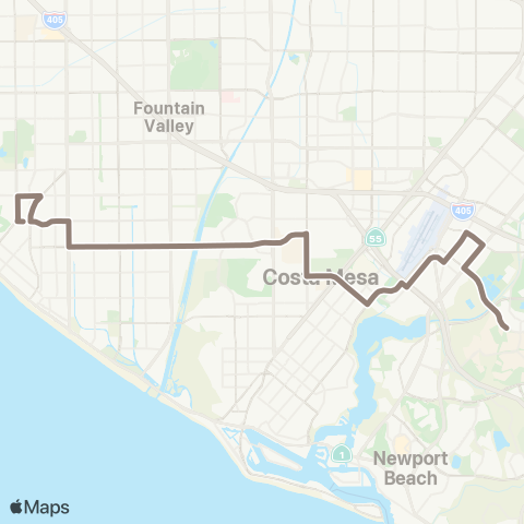 OCTA Huntington Beach - Irvine map