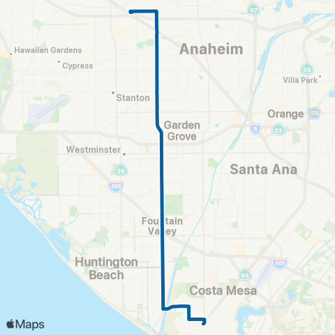 OCTA Costa Mesa - Fullerton map