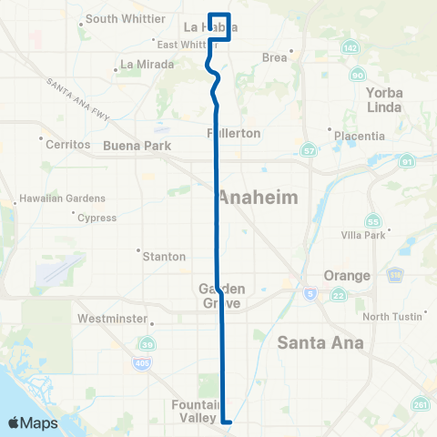 OCTA La Habra - Fountain Valley map