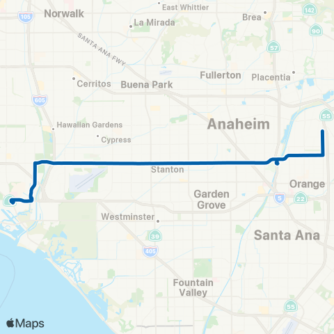 OCTA Long Beach - Orange map