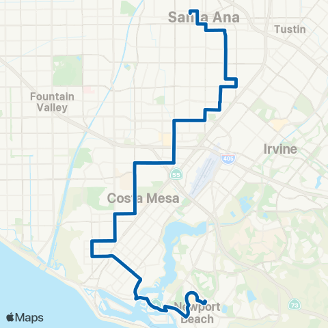 OCTA Santa Ana - Newport Beach map