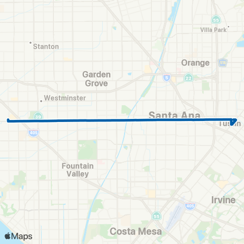 OCTA Huntington Beach - Tustin map