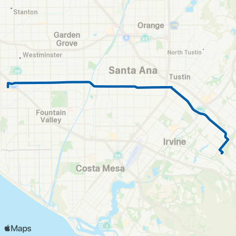 OCTA Huntington Beach - Irvine map