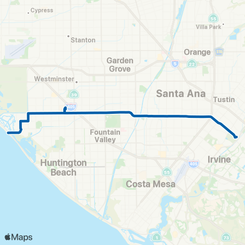 OCTA Sunset Beach - Tustin Station map