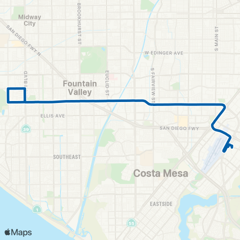 OCTA Huntington Beach - Irvine map