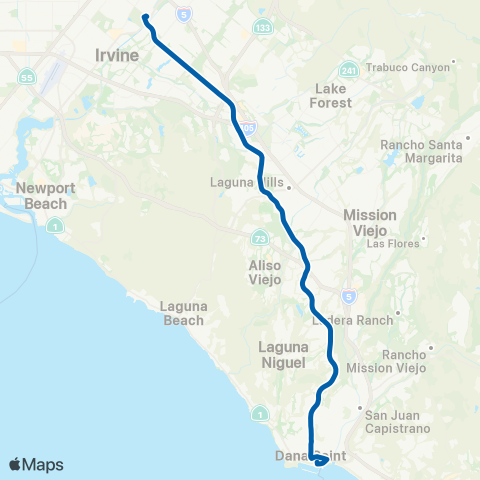 OCTA Tustin Station - Dana Point Harbor map