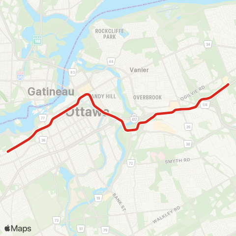 OC Transpo Confederation Line map