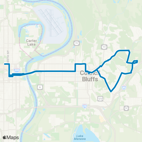 Metro Blue Route / Council Bluffs map