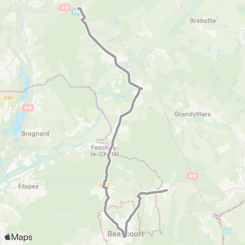 Optymo Scolaires Lycées Belfort - Ligne L map