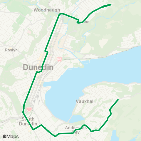 Orbus Dunedin Opoho - Shiel Hill map