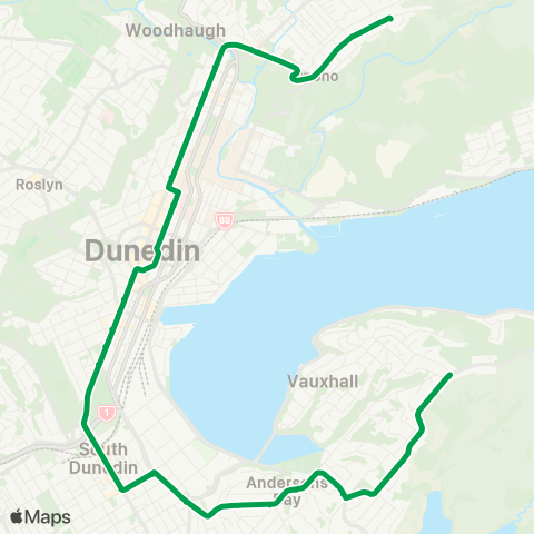 Orbus Dunedin Shiel Hill - Opoho map