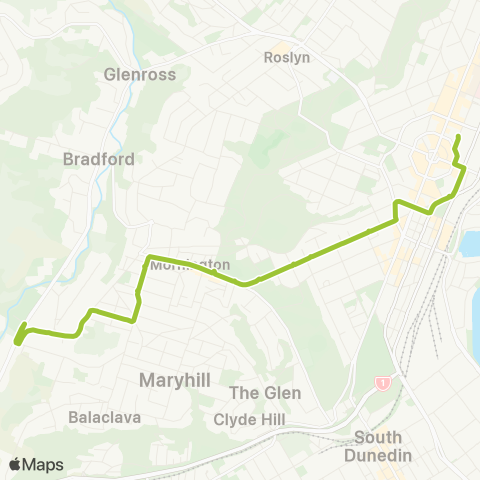 Orbus Dunedin City to Kenmure map