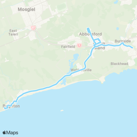 Orbus Dunedin Brighton - Abbotsford - Green Island map