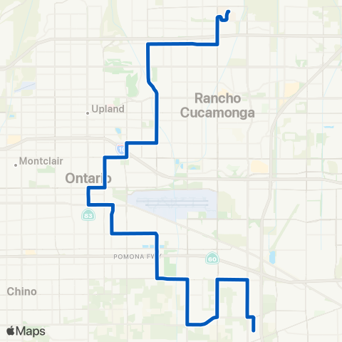 Omnitrans Eastvale / Ontario / Chaffey College map