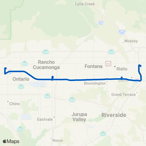 Omnitrans San Bernardino / Ont Mills / Montclair map