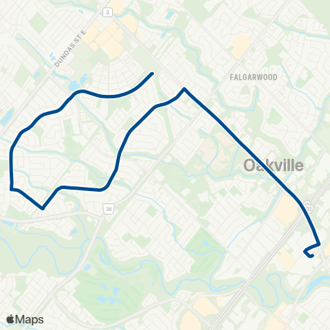 Oakville Transit River Oaks Express map