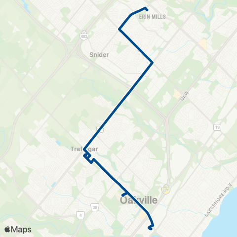 Oakville Transit South Common map