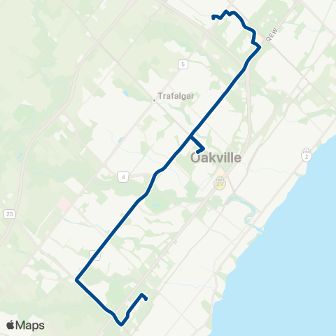 Oakville Transit Upper Middle map