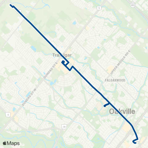 Oakville Transit Trafalgar map