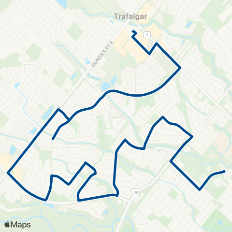 Oakville Transit White Oaks S.S. Special map