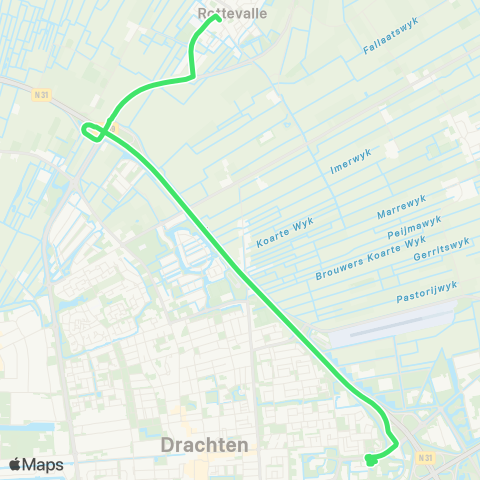 Arriva Rottevalle, Dorp - Drachten, Transferium Oost map