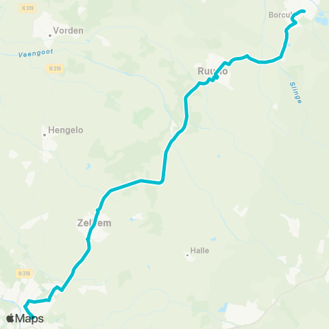 Arriva Borculo - Doetinchem map