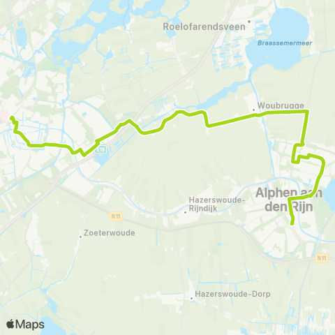 Arriva Leiden Centraal - Alphen aan den Rijn map