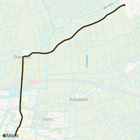 Arriva Ried - Franeker, Voorstraat map