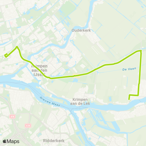 Arriva Rotterdam Capelsebrug - Lekkerkerk map