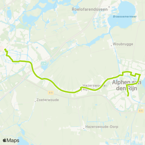 Arriva Leiden Centraal - Alphen aan den Rijn map