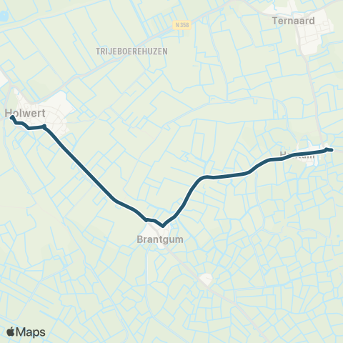 Arriva Hantum - Holwerd, Prov. weg map