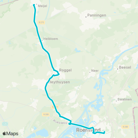 Arriva Meijel - Roermond map