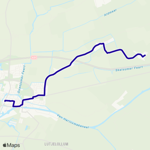 Arriva Skingen - Franeker, Voorstraat map