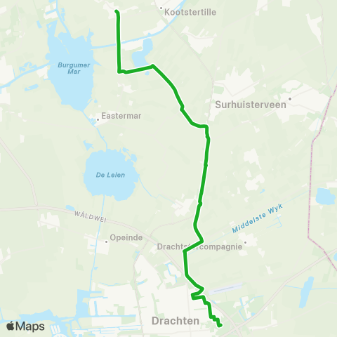 Arriva Jistrum - Drachten, Transferium Oost map