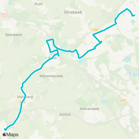 Arriva Valkenburg via Hoensbroek - Brunssum map