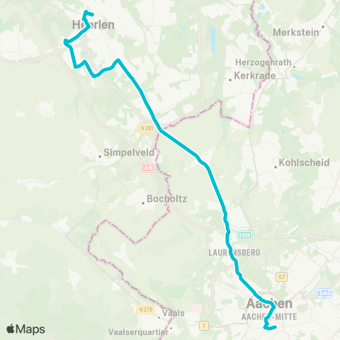 Arriva Heerlen via Parkstad Stadion - Aachen map