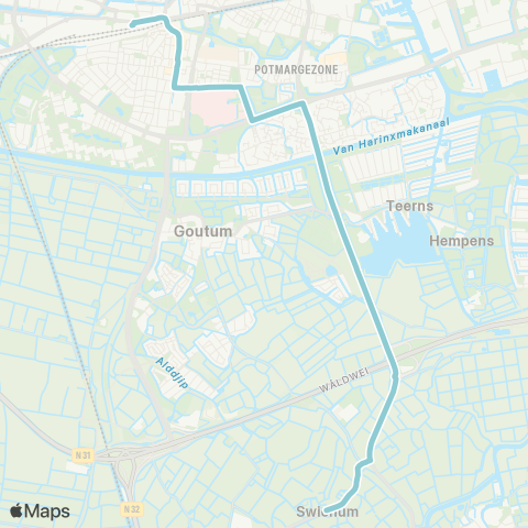 Arriva Swichum - Leeuwarden, Station map