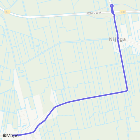 Arriva Oudega - Nijega, Rijksweg map