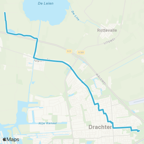 Arriva De Tike, Dorp - Drachten, Transferium Oost map