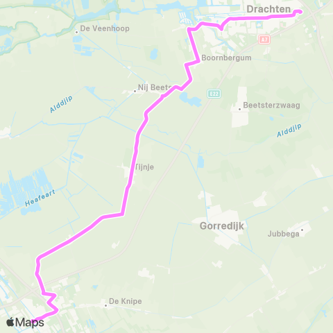 Arriva Heerenveen via Tijnje - Drachten map