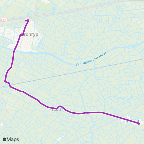 Arriva Hilaard - Dronryp, Hoek Dronryp map