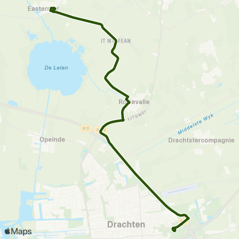 Arriva Eastermar - Drachten, Transferium Oost map