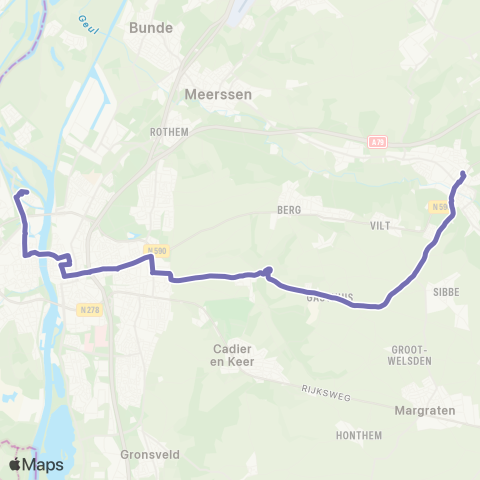 Arriva Maastricht Boschpoort via Bemelen - Valkenburg map