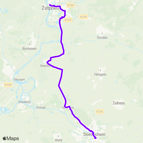 Arriva Zutphen - Doetinchem map