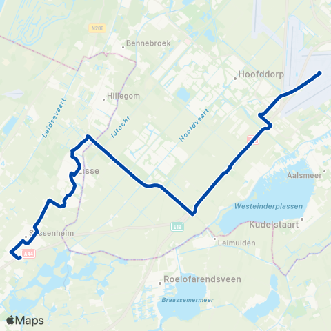 Arriva Sassenheim via Lisse - Schiphol Airport map