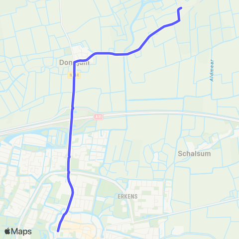 Arriva Boer - Franeker, Voorstraat map